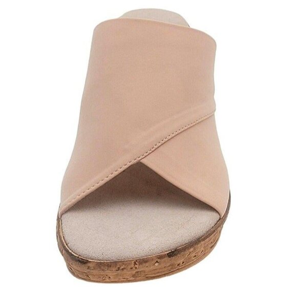 Onex Christina Italian Blush/Champagne Elastic on Cork Wedge Sandal Size 9 - Picture 3 of 10